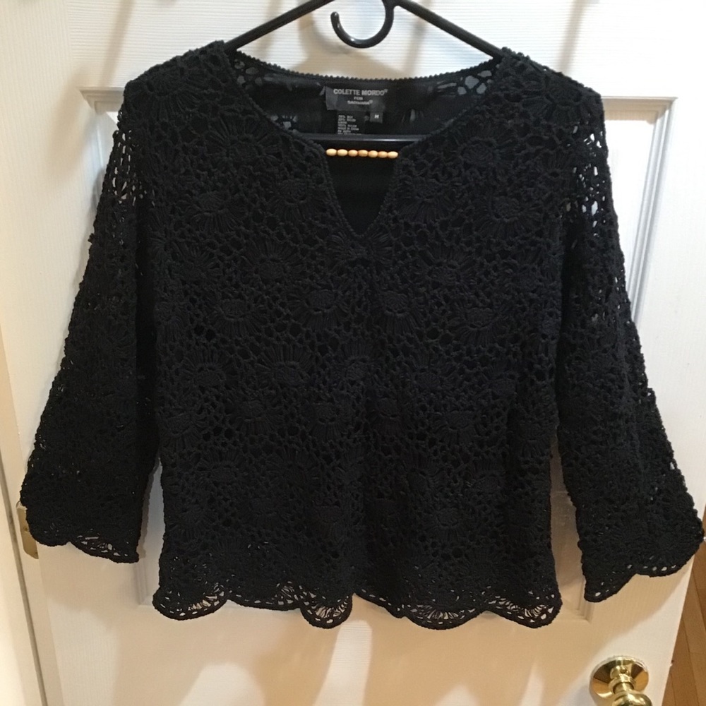 Colette Mordo crocheted & lined vintage top size M
